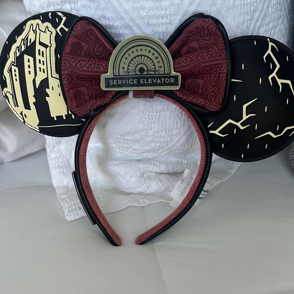 Disney Tower of terror  Black and Cream Mouse Ears Headband